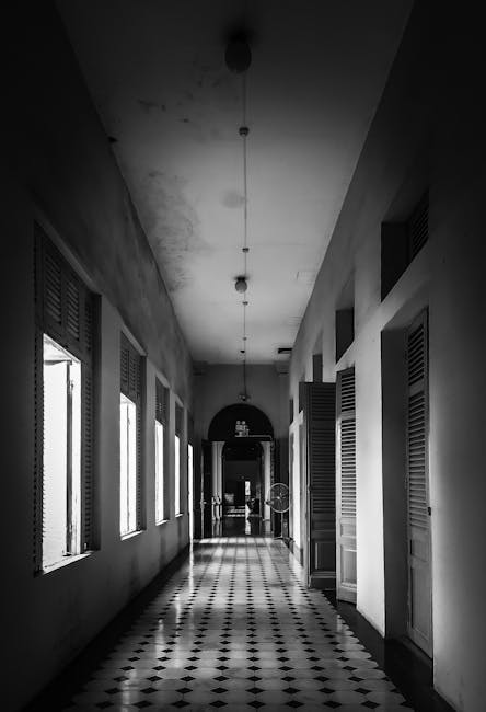 Symmetrical hallway representing the journey of wellness